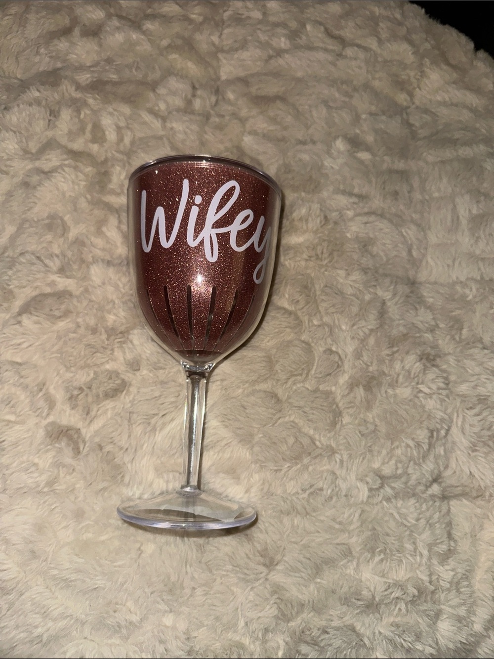 Party City Brand new- Wifey Glitter Rose Gold Wine Glass plastic*